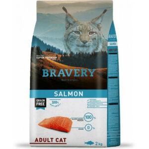 Bravery – Sans Céréales au Saumon pour Chat Adulte (2 Kg)